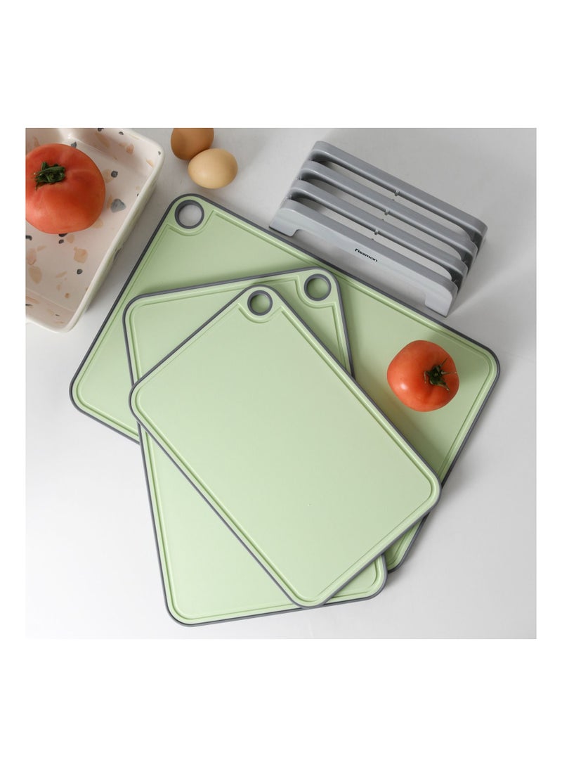 Fissman 3pcs Chopping Boards 41x28 cm. 36x24 cm. 31x20 cm With Holder Green Plastic And TPR  - Image 5