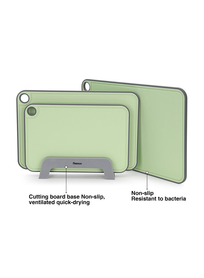 Fissman 3pcs Chopping Boards 41x28 cm. 36x24 cm. 31x20 cm With Holder Green Plastic And TPR  - Image 3
