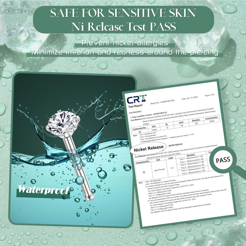 Jstyle 18G Nose Ring 316L Surgical Stainless Steel Nose Rings Studs Straight Bar Nose Studs Rings CZ Nose Ring Labret Nose Piercing Jewelry for Men Women 1.5mm 2mm 2.5mm 3mm - Image 3