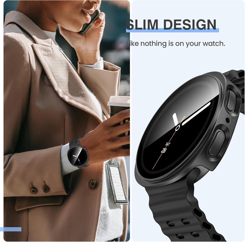 Tensea [2Pack for Samsung Galaxy Watch 8 2025 Screen Protector Case 40mm Accessories, Protective Face Cover for 40 mm, Hard Bumper Built-in Tempered Glass Film for Women Men - Image 4
