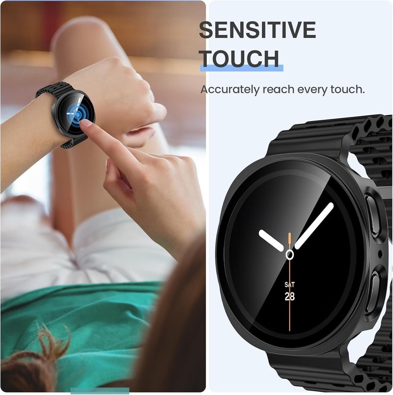 Tensea [2Pack for Samsung Galaxy Watch 8 2025 Screen Protector Case 40mm Accessories, Protective Face Cover for 40 mm, Hard Bumper Built-in Tempered Glass Film for Women Men - Image 5