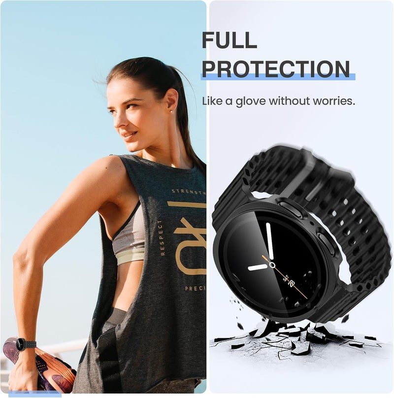 Tensea [2Pack for Samsung Galaxy Watch 8 2025 Screen Protector Case 40mm Accessories, Protective Face Cover for 40 mm, Hard Bumper Built-in Tempered Glass Film for Women Men - Image 3