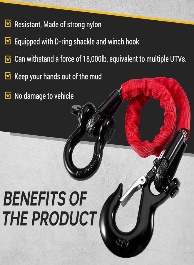 Gedlex 2FT ATV Recovery Strap 18000lb with Winch Hook and D Ring Shackle Synthetic Tow Recovery Rope with Loops Premium Mudding Accessories - Image 4