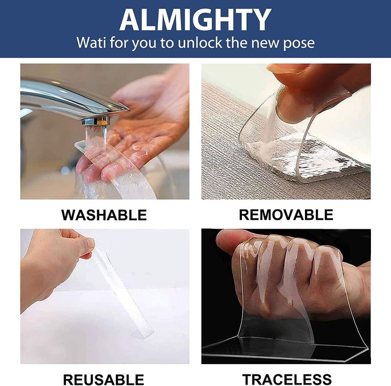 إي سي في في شريط لاصق مزدوج الجوانب من ماجيك إمبروفمنت بطول 3 أمتار، شفاف، لا يترك أثرًا، قابل لإعادة الاستخدام، قابل للغسل، مقاوم للماء، شريط لاصق 3M - Image 3