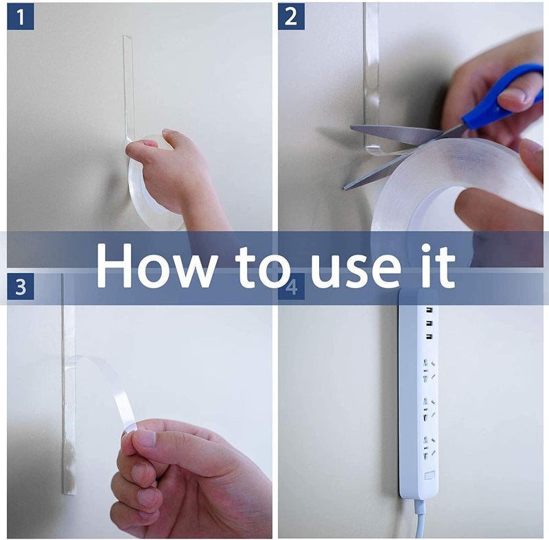 إي سي في في شريط لاصق مزدوج الجوانب من ماجيك إمبروفمنت بطول 3 أمتار، شفاف، لا يترك أثرًا، قابل لإعادة الاستخدام، قابل للغسل، مقاوم للماء، شريط لاصق 3M - Image 4