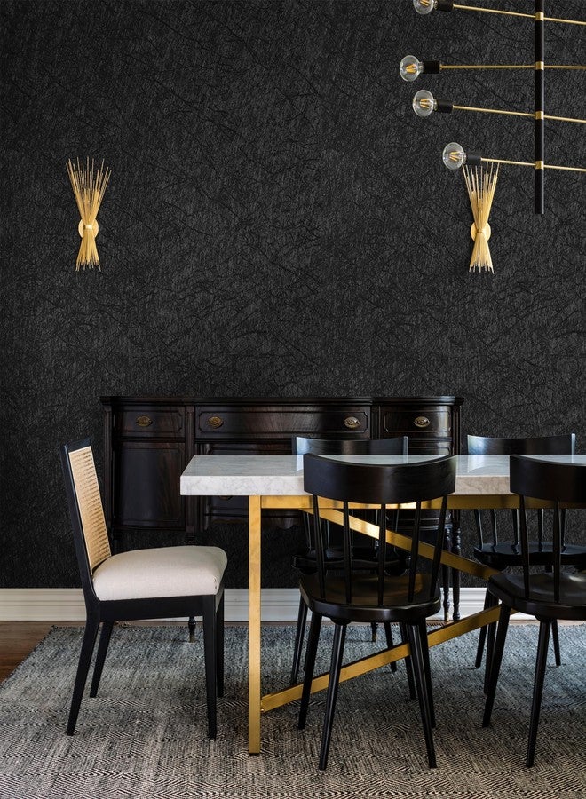 GloryTik 17.7"X78.7" Black Wallpaper Peel and Stick Wallpaper Black Silk Embossed Contact Paper Self Adhesive Removable Wallpaper Thicken Silk Textured Wallpaper for Living Room Cabinet Decoration - Image 4