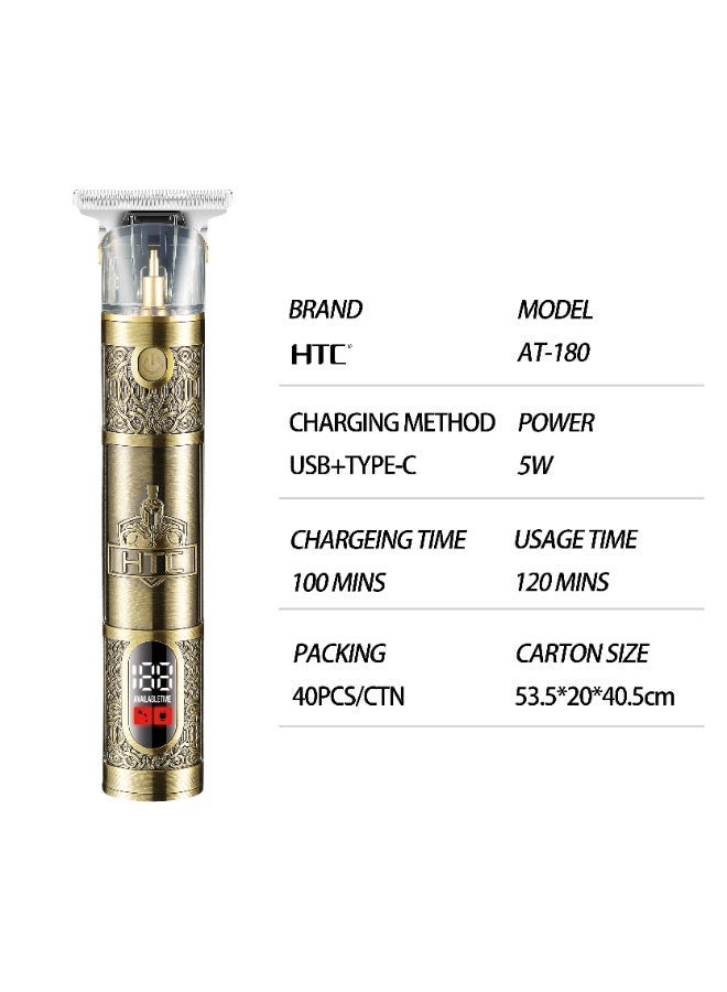 HTC AT-180 T9 Baldheaded Hair Clipper Electric Hair Trimmer Cordless 0mm Men Barber Hair Cutting Machine - Image 4