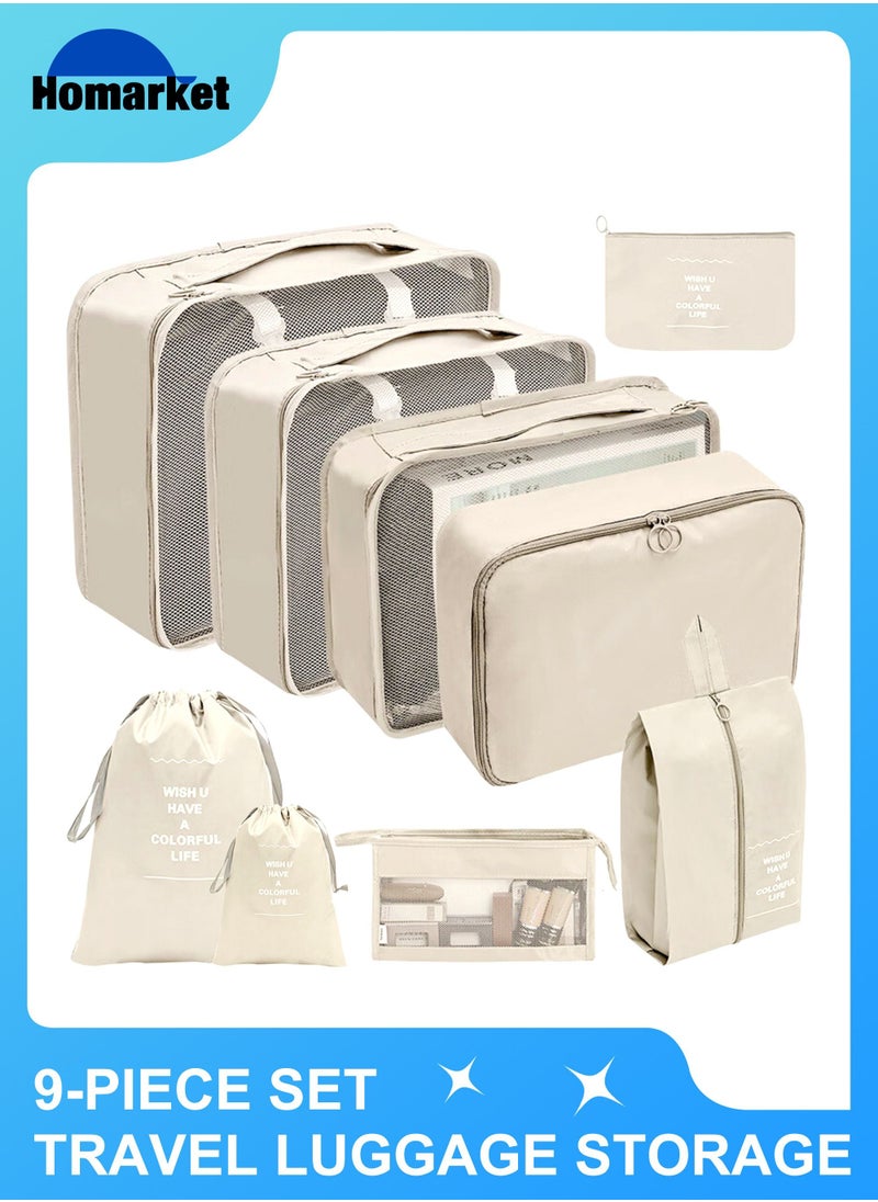 HomarKet - 9pcs Travel Luggage Organizer Packing Cubes Set Waterproof Travel Packing Cubes Set Clothes Shoes Storage Travel Organizer Bags for Travel Accessories - Image 1