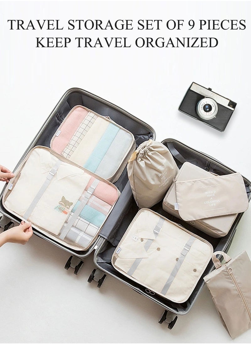 HomarKet - 9pcs Travel Luggage Organizer Packing Cubes Set Waterproof Travel Packing Cubes Set Clothes Shoes Storage Travel Organizer Bags for Travel Accessories - Image 1