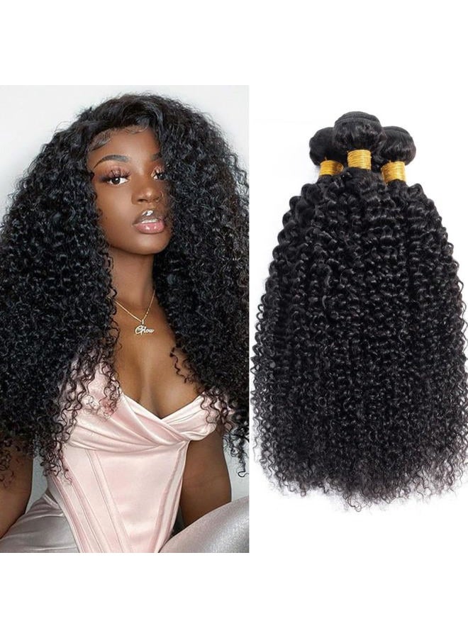 EMOL Curly Bundles Human Hair Kinky Curly Human Hair Bundles for Black Women 8 10 12 inch Afro Kinkycurly Bundles Human Hair Weave 3 Bundles Kinky Hair Wefts - Image 1
