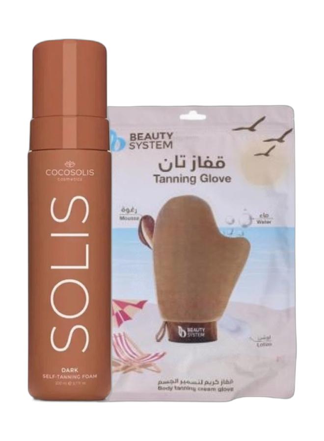 COCOSOLIS Solis Dark Self Tanning Foam  200Ml & Body Tanning Mitt Glove for Self Tan Bundle - Image 1