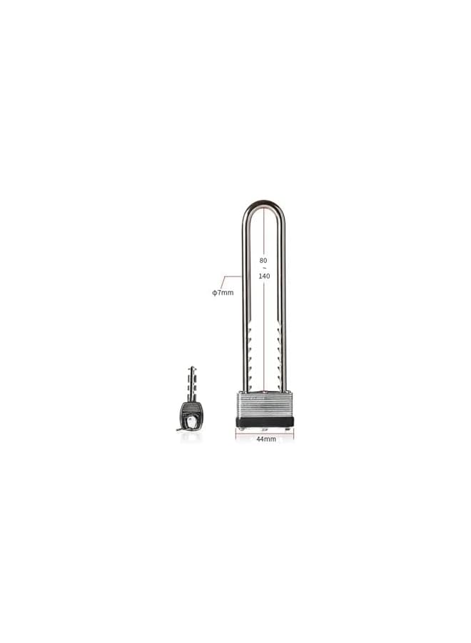 PROMASS PROMASS Laminated Padlock with Long Shackle, Silver, 1.85" wide  - Image 2