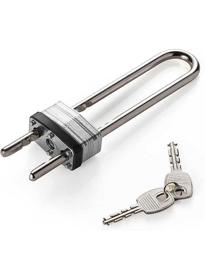 PROMASS PROMASS Laminated Padlock with Long Shackle, Silver, 1.85" wide  - Image 1