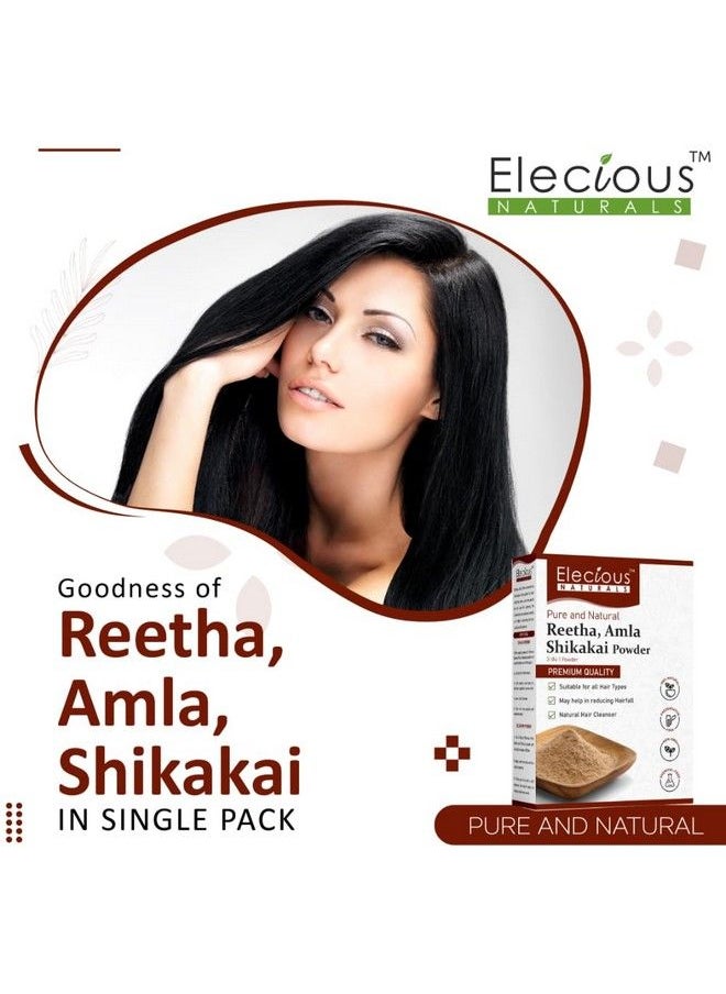 Elecious مسحوق أملا ريثا شيكاكاي الطبيعي للشعر؛ منظف طبيعي للشعر 3 في 1؛ طبيعي 100% بدون مواد كيميائية أو مواد حافظة؛ خالٍ من لوريث الكبريتات والبارابين؛ جاهز للاستخدام  - Image 3