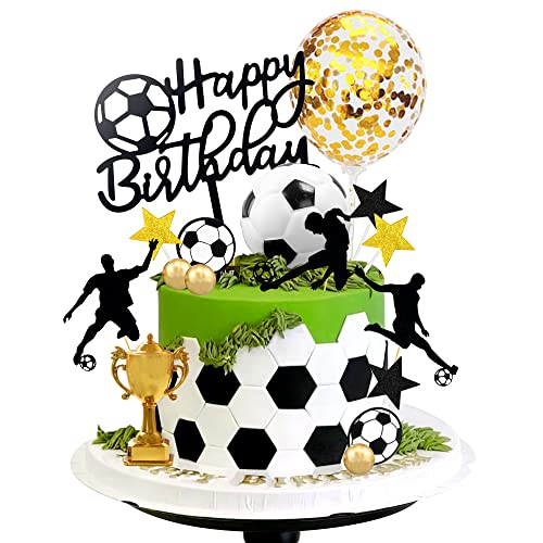 BANBALLON 28 PCS Soccer Cake Topper Soccer Ball Player Cake Decorations for Soccer Birthday Party Sport Party Supplies - Image 1
