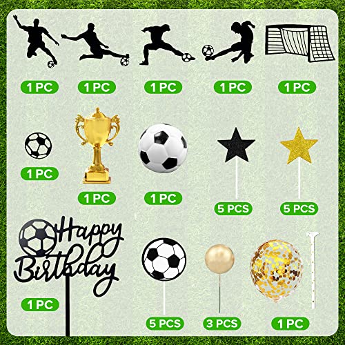 BANBALLON 28 PCS Soccer Cake Topper Soccer Ball Player Cake Decorations for Soccer Birthday Party Sport Party Supplies - Image 2
