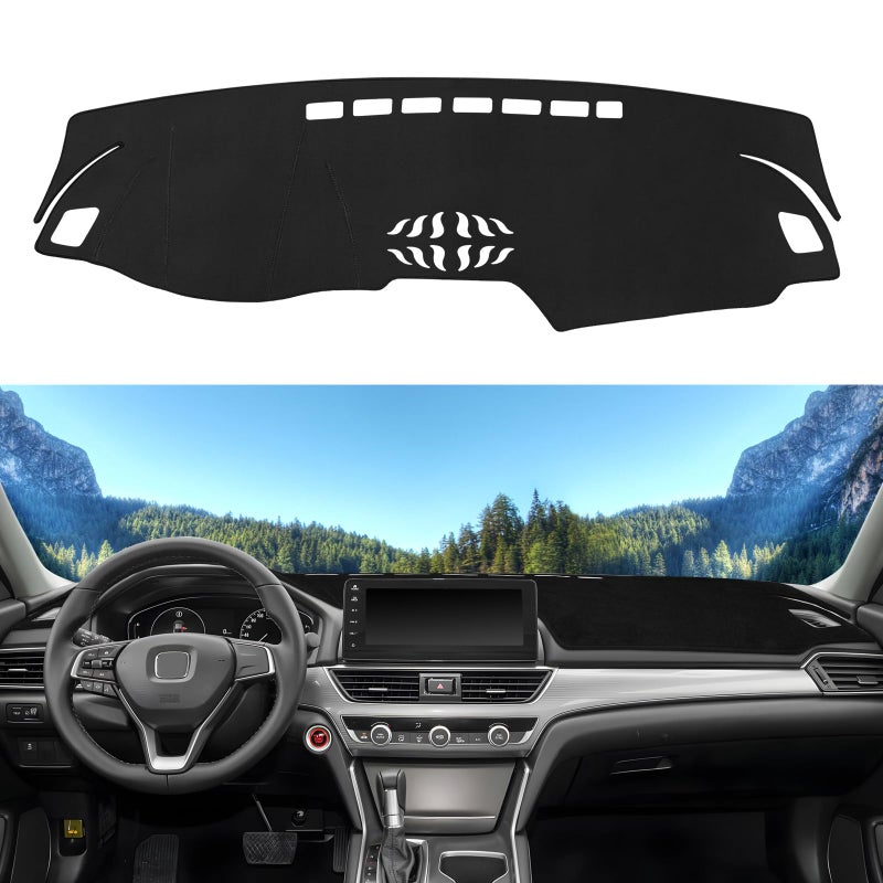 Rilsen Dashboard Cover Mat Custom Fit for Honda Accord 20182022 Dash Cover Nonslip Dash Mat Protector Sunshade No Glare Black