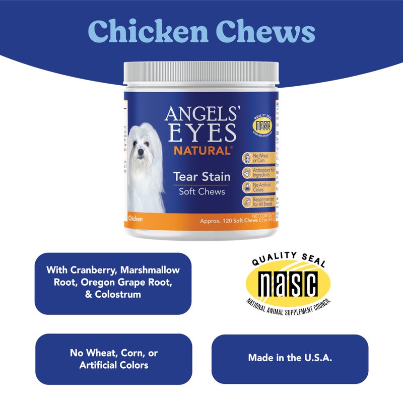 ANGELS' EYES Angelsâ€™ Eyes Natural Tear Stain Supplement Chews for Dogs, Prevent Stained Fur, with Oregon Grape Root, Marshmallow Root, Colostrum, No Wheat or Corn, 120ct Chicken - Image 3