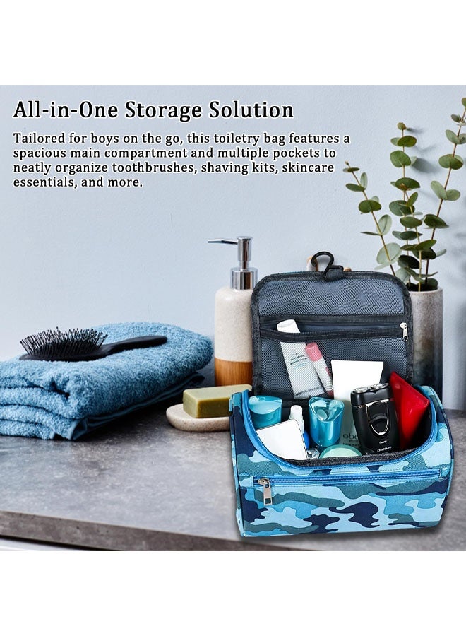 Boys Wash Bag with Camouflage Design, Boys Toiletry Bag for Travel and Sports, Durable & Waterproof Kids Wash Bag with Handle and Zipper for School, Gym or Holidays - Image 5