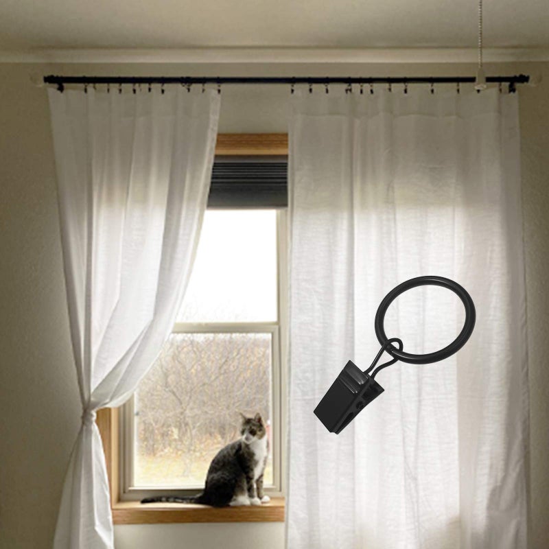Llpjs 44 Pack Curtain Rings Hooks Hanger Clips For Hanging Drapery Drapes Bows 1 Inch Interior Diameter Fits Up To 5/8"" Rod Black - Image 4