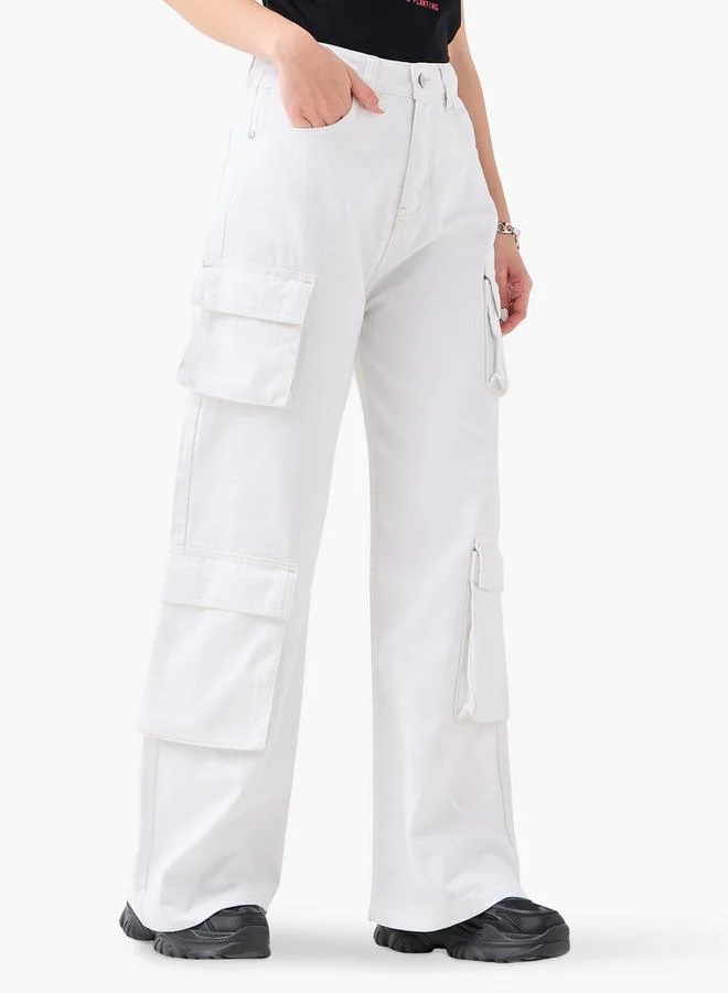 Lee Cooper High Rise Wide Leg Jeans with Pockets