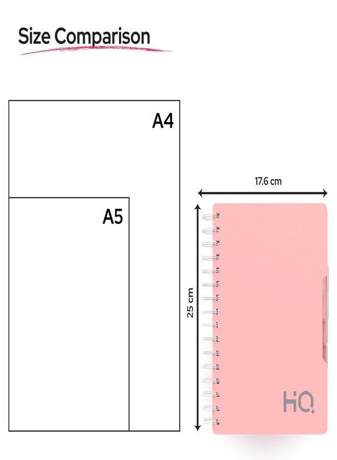 HQ Navneet HQ | Five Subject Spiral Wiro Bound Notebook |17.6x25 cm |Single Line |300 Pages |Salmon Pink (27048) - Image 4