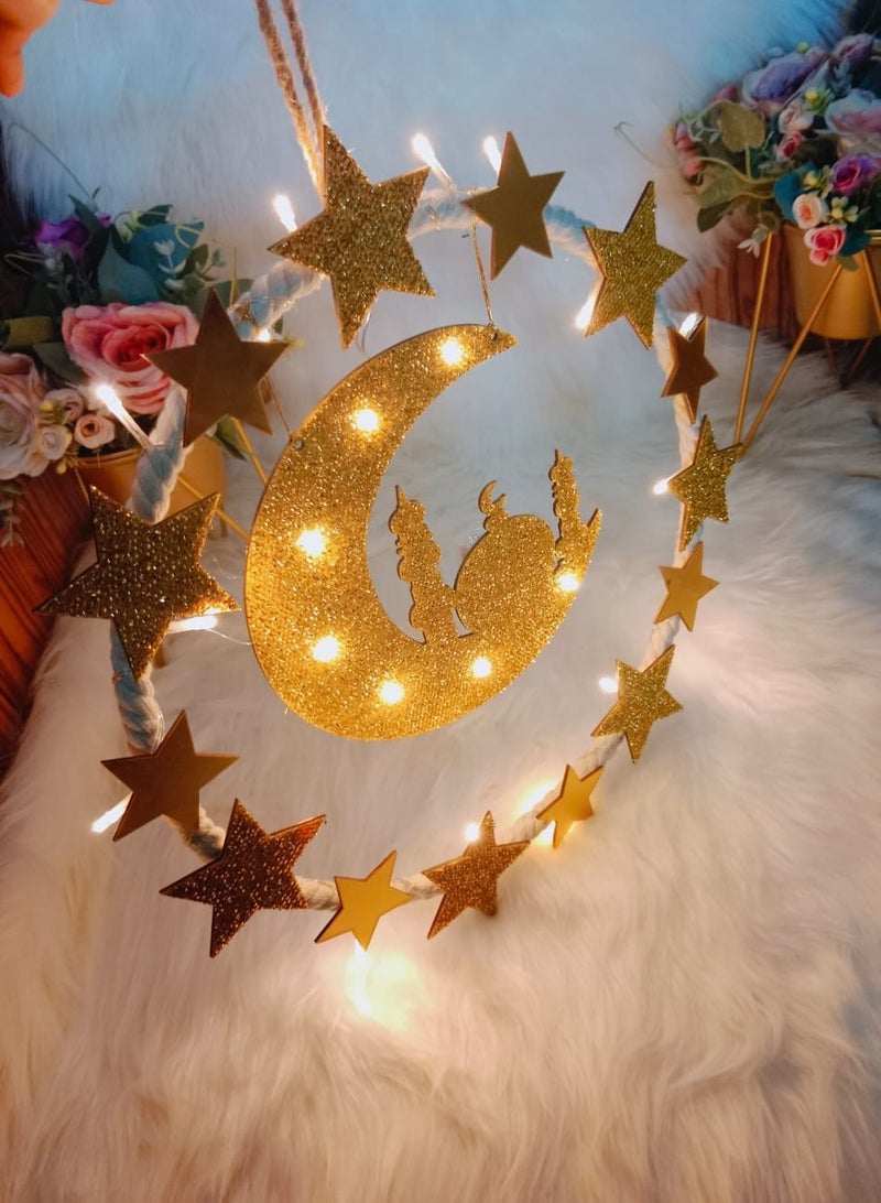 DubaiGallery Ramadan Mubarak Ornaments, Eid Mubarak Wooden Decors Ramadan Mubarak Party Decoration, Eid Hanging Pendants for Indoor Outdoor - Image 2