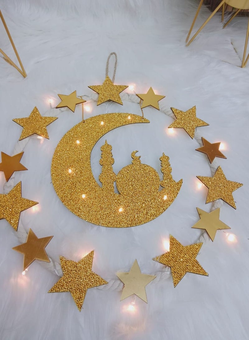 DubaiGallery Ramadan Mubarak Ornaments, Eid Mubarak Wooden Decors Ramadan Mubarak Party Decoration, Eid Hanging Pendants for Indoor Outdoor - Image 4