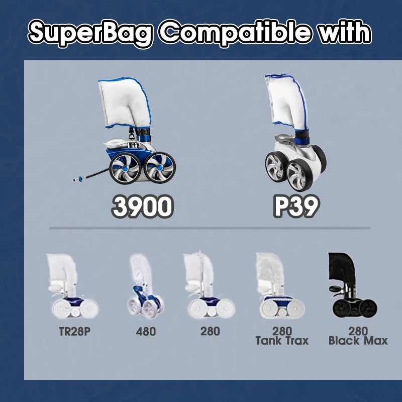 UCEDER 3900 Double Pool Cleaner Replacement Bag with Zipper Enclosure,Wide Hook & Loop Closure SuperBag Compatible with 3900 Sport/P39/39-310 (1) - Image 5