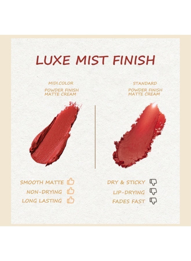 MIDI.COLOUR Matte Lipstick, Long Lasting All-Day Wear, Transfer Resistant No Stain Hijab Mask Cup, Full Coverage For Dark Lips, Perfect Eid Holiday Gift For Women, #G01 Nude Pink Dusty Brown, 1pcs - Image 5