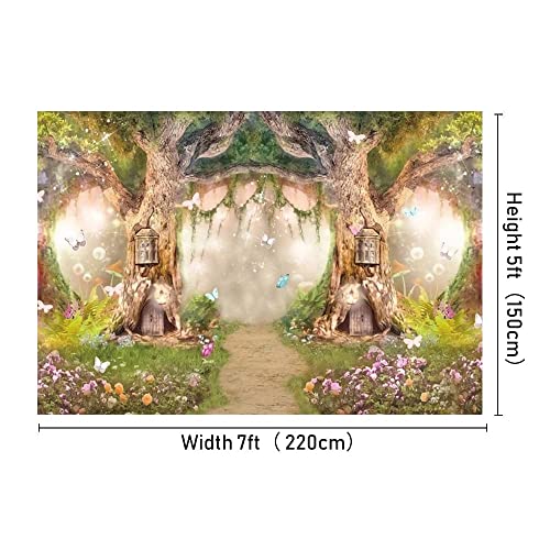 Leowefowa 7x5ft Polyester Spring Backdrop Fairy Enchanted Garden Fairytale Forest Jungle Photo Background for Party Photoshoot Baby Kid Girl Children Photography Studio Props Enchanted Forest Backdrop - Image 3