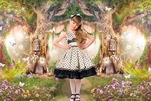 Leowefowa 7x5ft Polyester Spring Backdrop Fairy Enchanted Garden Fairytale Forest Jungle Photo Background for Party Photoshoot Baby Kid Girl Children Photography Studio Props Enchanted Forest Backdrop - Image 5
