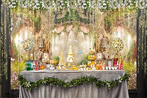 Leowefowa 7x5ft Polyester Spring Backdrop Fairy Enchanted Garden Fairytale Forest Jungle Photo Background for Party Photoshoot Baby Kid Girl Children Photography Studio Props Enchanted Forest Backdrop - Image 2