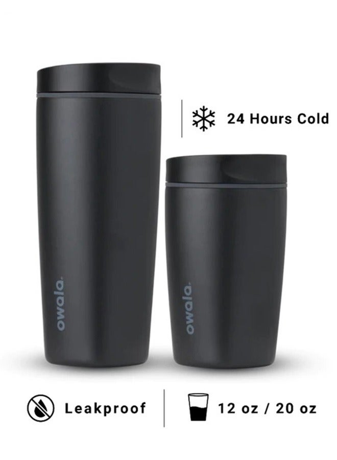 كوب قهوة SmoothSip Slider المعزول من الفولاذ المقاوم للصدأ، سعة ٢٠ أونصة/١٢ أونصة، كوب قهوة مثلجة قابل لإعادة الاستخدام، كوب قهوة ساخنة للسفر، خالٍ من مادة BPA - Image 1