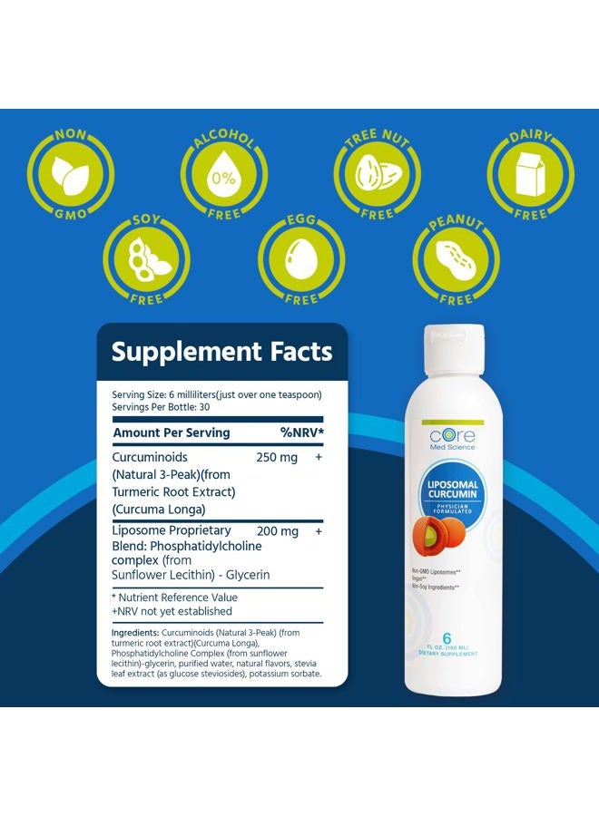 Core Med Science Optimized Liposomal Curcumin Liquid 250 mg, High Absorption Tumeric, from Non-GMO Sunflower | Soy Free - Powerful Antioxidant Supplement - Image 2
