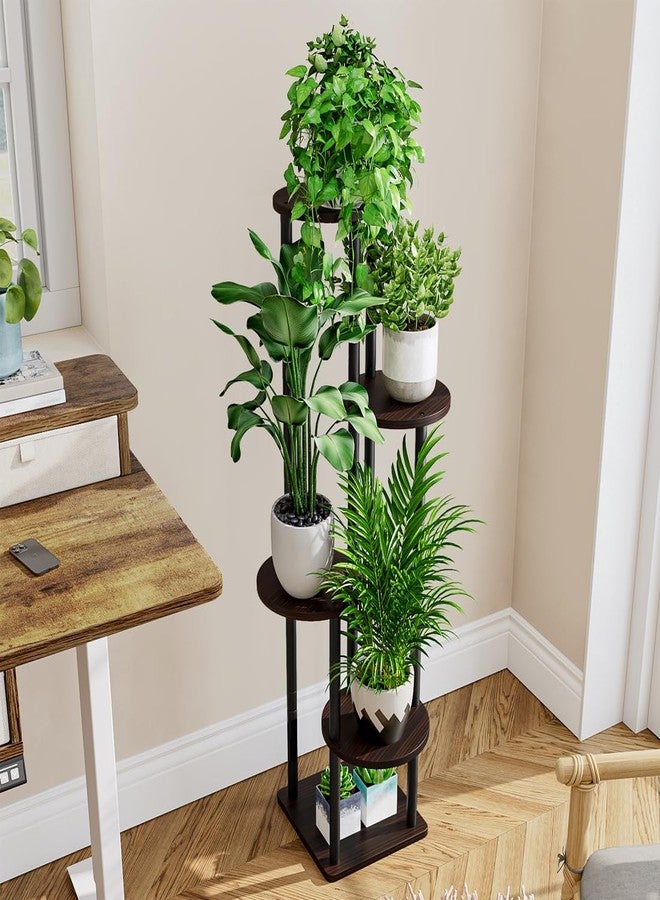 AZERPIAN Plant Stand Indoor 5 Tier Metal Plant Shelf for Multiple Plants Corner Tall Flower Holders for Living Room Balcony Bedroom Patio Garden (Black Oak, 5 Tier) - Image 3