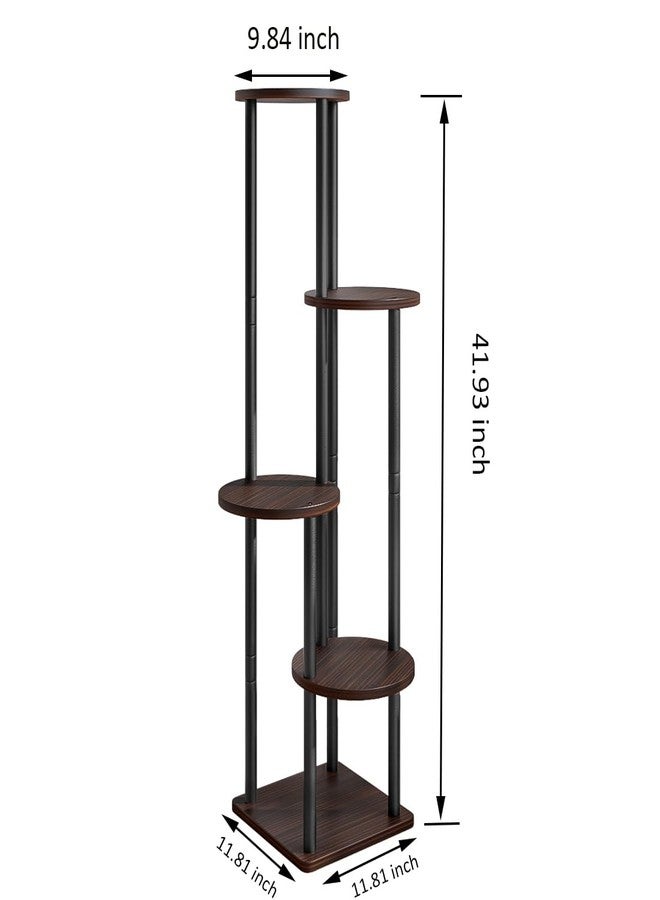 AZERPIAN Plant Stand Indoor 5 Tier Metal Plant Shelf for Multiple Plants Corner Tall Flower Holders for Living Room Balcony Bedroom Patio Garden (Black Oak, 5 Tier) - Image 4