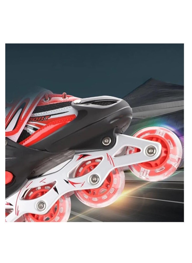 SportQ - SportQ LED Lighted Front Wheel Adjustable Comfortable Skate Shoes Single Row Outdoor Indoor Skate Shoes for Beginners Kids Teens - Image 1