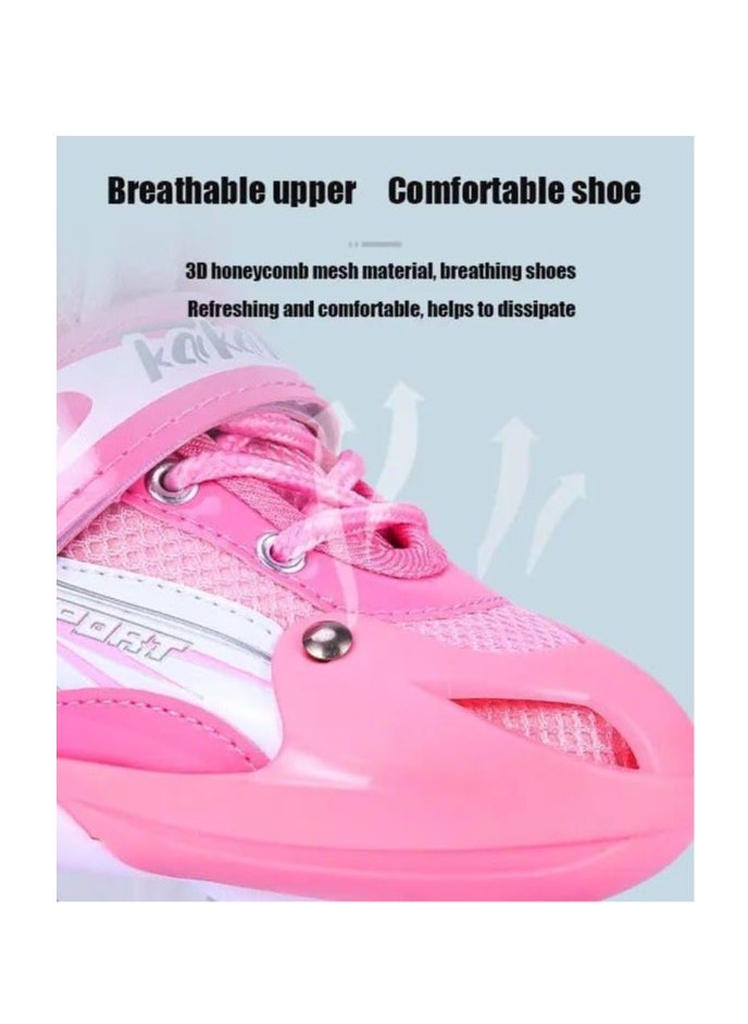 SportQ - SportQ LED Lighted Front Wheel Adjustable Comfortable Skate Shoes Single Row Outdoor Indoor Skate Shoes for Beginners Kids Teens - Image 1