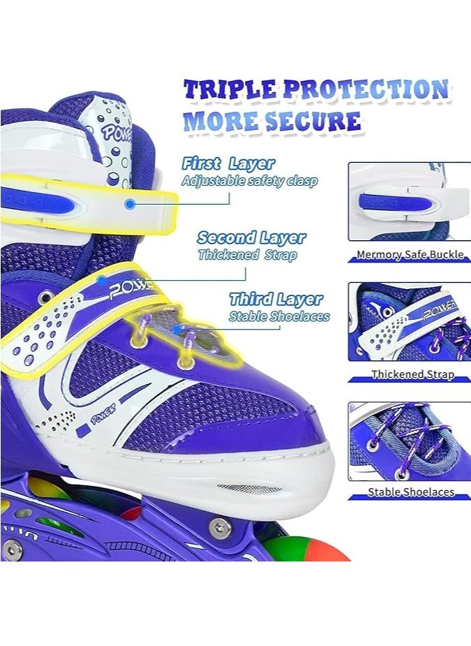 SportQ - SportQ LED Lighted Front Wheel Adjustable Comfortable Skate Shoes Single Row Outdoor Indoor Skate Shoes for Beginners Kids Teens - Image 1