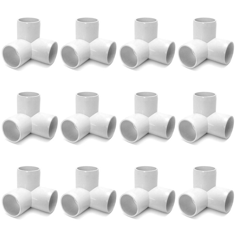 QWORK 3 طريق 12 تي PVC تركيب كوع 12 عبوة موصل PVC من الدرجة الأثاث لبناء الأثاث والهياكل PVC أبيض