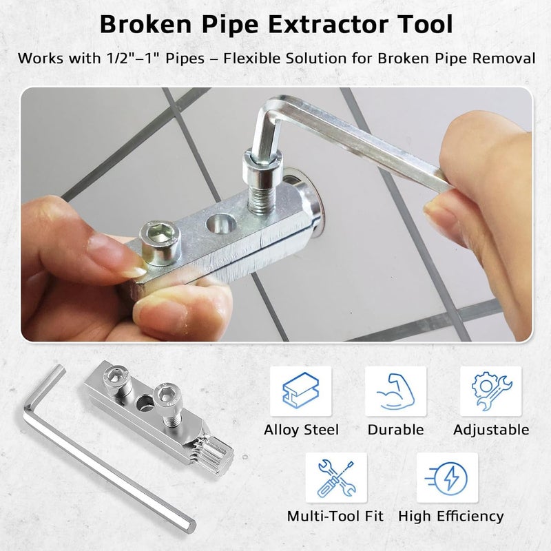Scribify Broken Pipe Extractor Tool - Broken Faucet Removal Tool Broken Valve Thread Extractor Stripped Screw Extractors for Damaged Faucet Water Pipes Remover - Image 5