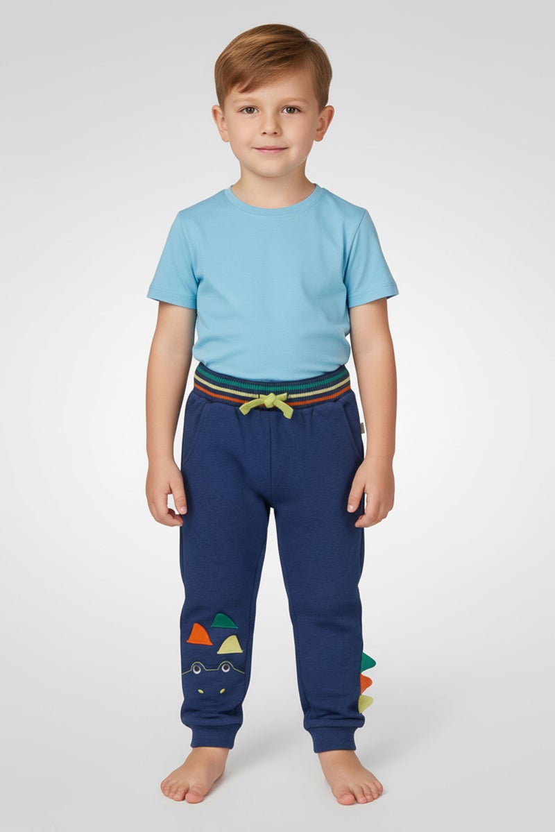 Hamleys Toddlers Boy Drawstring Heather Jogger Pants, Navy - Image 1
