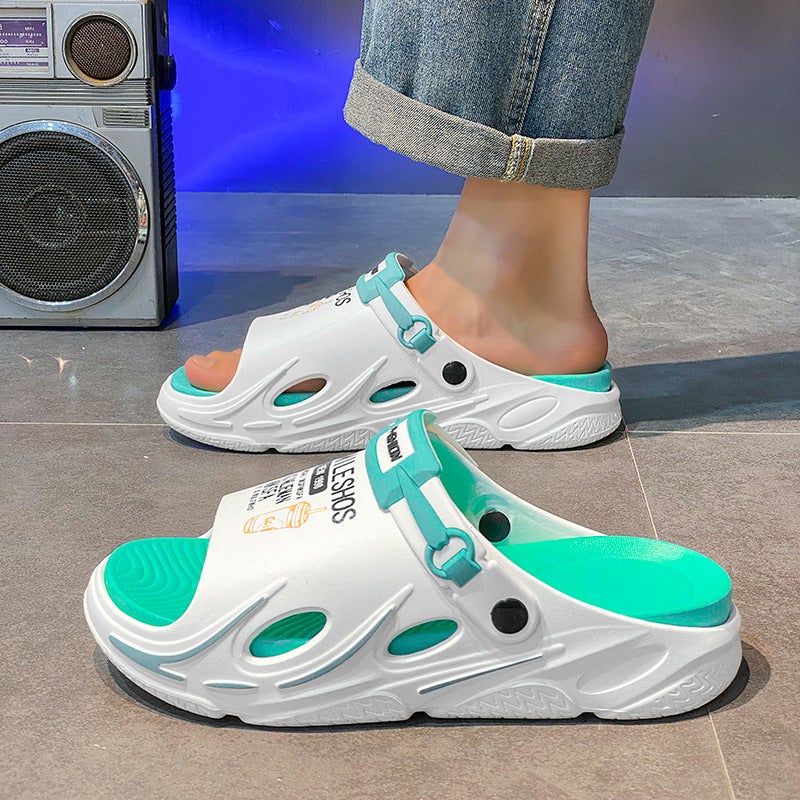 Summer Two-Color Open Toe Breathable Slippers Men'S Outdoor Home Outdoor Two-Way Slippers Seaside Beach Sandals - Image 4