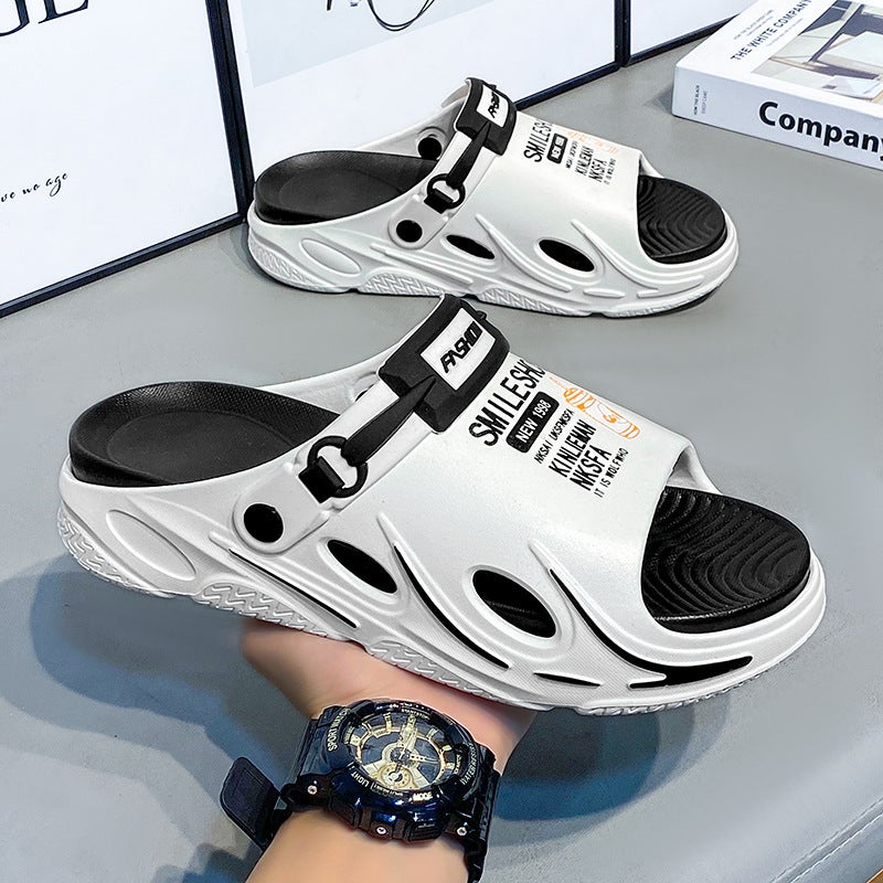 Summer Two-Color Open Toe Breathable Slippers Men'S Outdoor Home Outdoor Two-Way Slippers Seaside Beach Sandals - Image 2