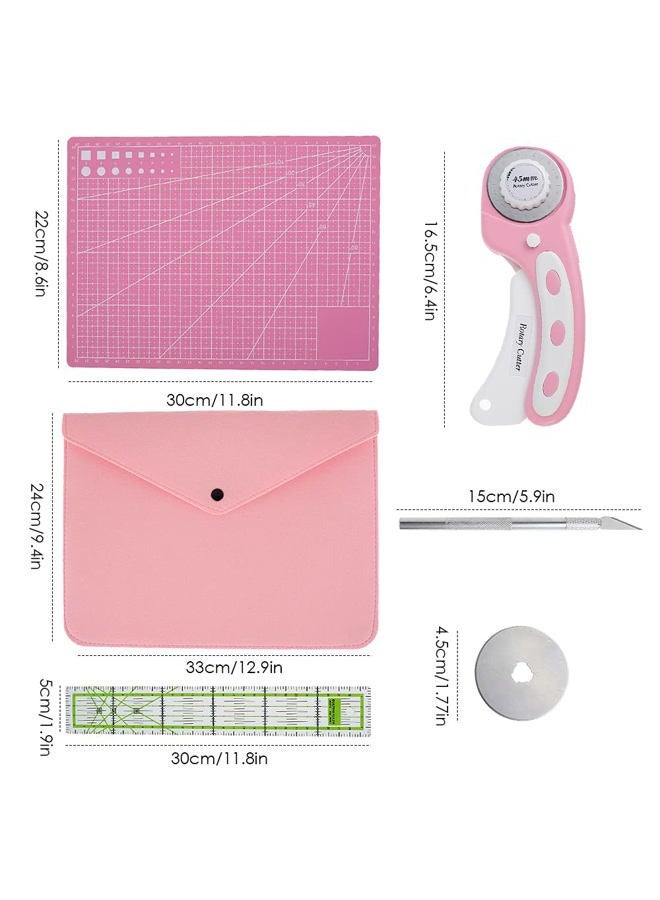 Abizarch Rotary Cutter Set - 45mm Rotary Fabric Cutter, A4 Cutting Mat, Self Healing Sewing Mats, Quilting Ruler and Fixing Clips, Craft Knife Set, Ideal for Crafting, Sewing, Patchworking - Image 5