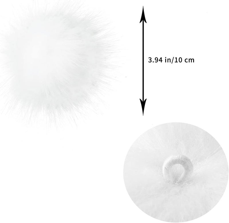 Homtable 12 Pieces Christmas White Faux Fur Pom Pom Balls Fur Fluffy Pompom Ball with Elastic Loop for Hats Shoes Scarves Gloves Scarves Bag Key Chain Charms Accessories(White) - Image 2