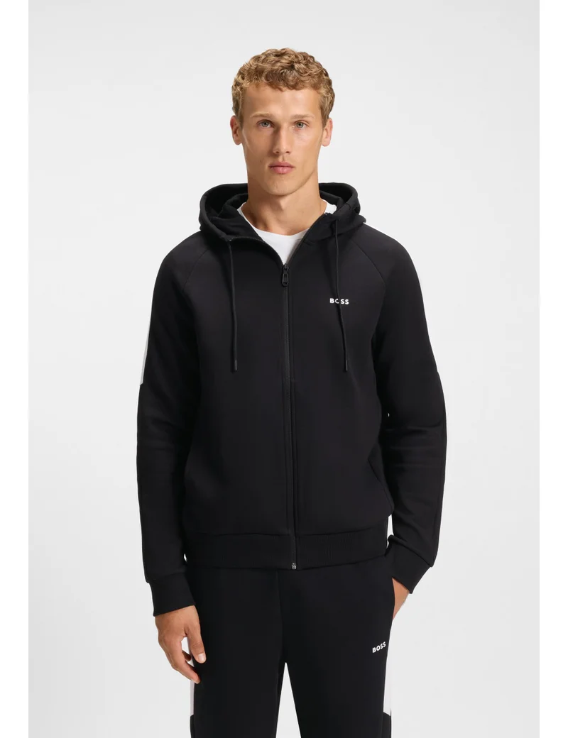BOSS Stretch-cotton tracksuit with contrast inserts