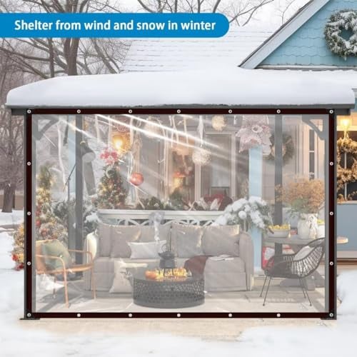Welacymet Clear Tarp 7x12ft Heavy Duty Waterproof with Grommets – Transparent Cover for Chicken Coop, Winter Porch Enclosure, Greenhouse & Patio Furniture, Rain Snow - Image 5