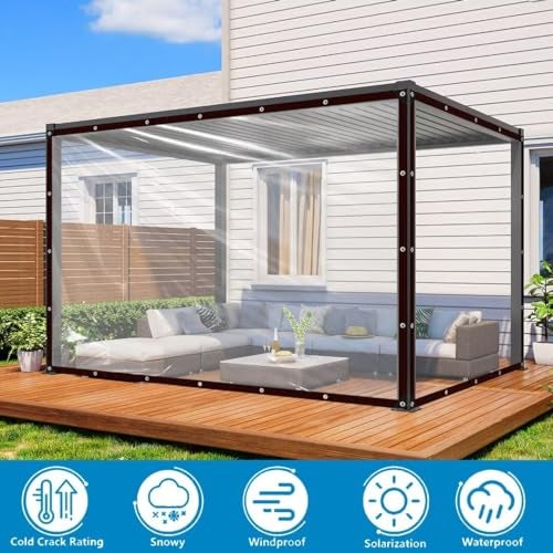 Welacymet Clear Tarp 7x12ft Heavy Duty Waterproof with Grommets – Transparent Cover for Chicken Coop, Winter Porch Enclosure, Greenhouse & Patio Furniture, Rain Snow - Image 2